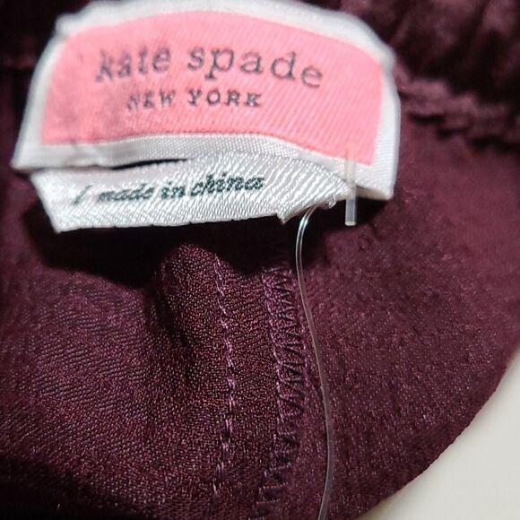 Kate Spade Candied Fig Satin Pant Maroon - Picture 7 of 8